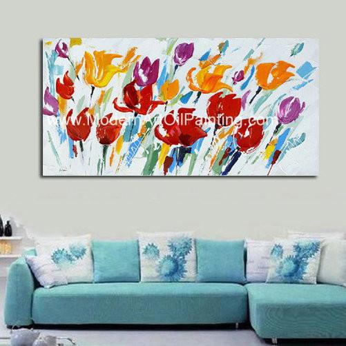 Handmade Modern Art Oil Painting / Floral Oil Painting Wall Art For Coffee Store