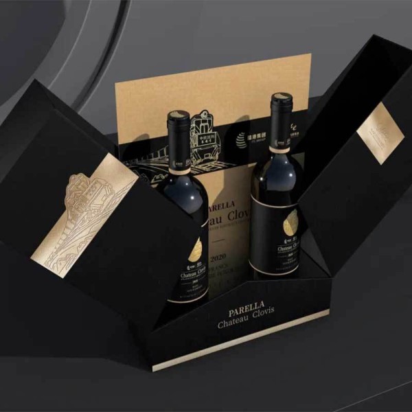 Premium Luxury Wine Bottle Packaging Box With Ribbon And Inner Tray
