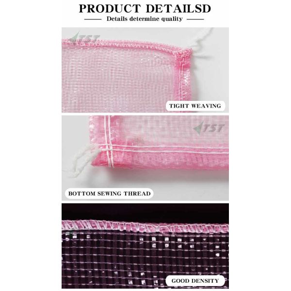 100% New Material Pink Color Pp Polypropylene Leno Bags / Onion Packaging Bags
