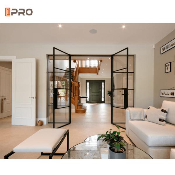 Swing Glass Double Glazed Aluminium Hinged Doors With Lock Glass And Steel Frame
