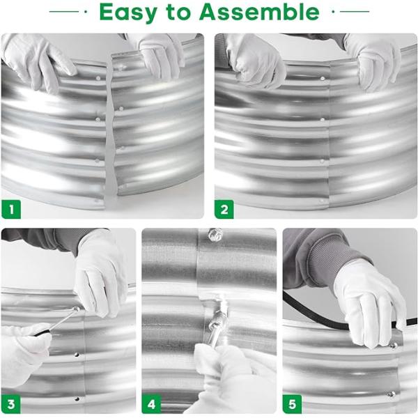 3*3*1 Ft Round Galvanized Raised Garden Bed Metal Raised Flower Bed Rustproof