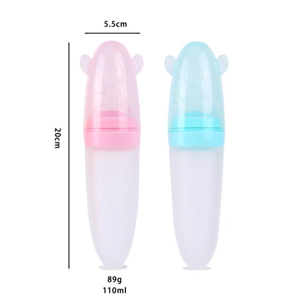 Baby silicone rice cereal spoon milk bottle squeeze feeding spoon child silicone feeding bottle with spoon for baby