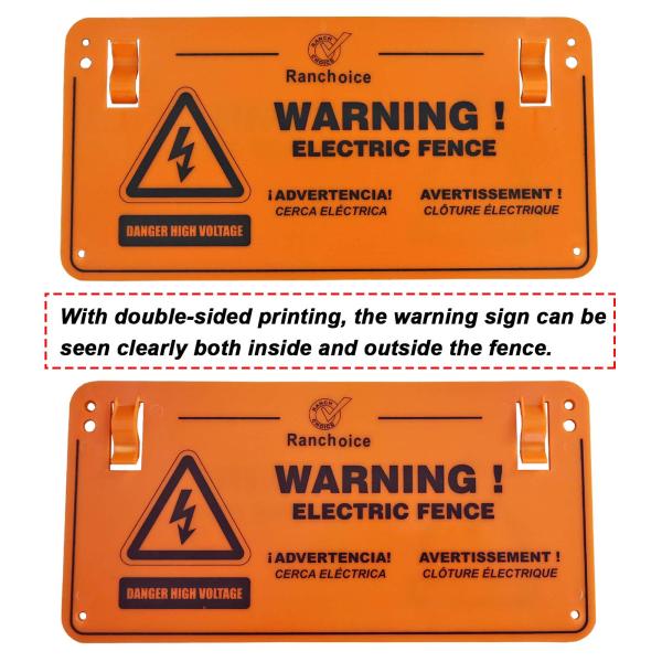 Electric Fence Warning Sign, Plastic Safe Sign, Caution Warning Sign for Electric Fence