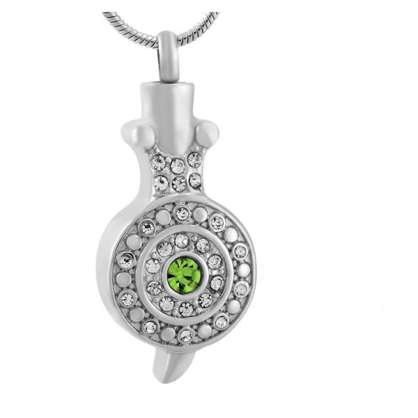 Stainless Steel Snail Crystal Round Memorial Locket Pendant Necklace for Women Girls