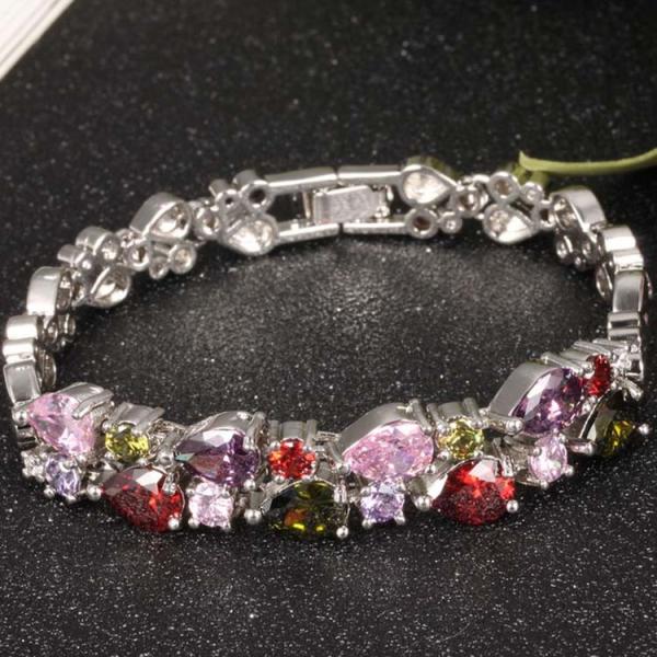 Gorgeous Cubic Zirconia Bracelet for Women Gold Plated Tennis  Bracelet (JKS950SILVER)