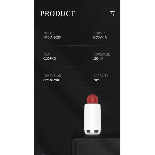 USB Charging Waterless Diffusion Portable Car Aroma Diffuser Essential Oil Diffuser for Air Purification