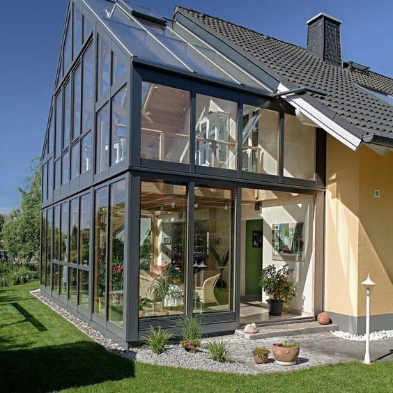 Modern Design Sunroom Glass Veranda House Of Aluminum Alloy With Tempered Glass Roof