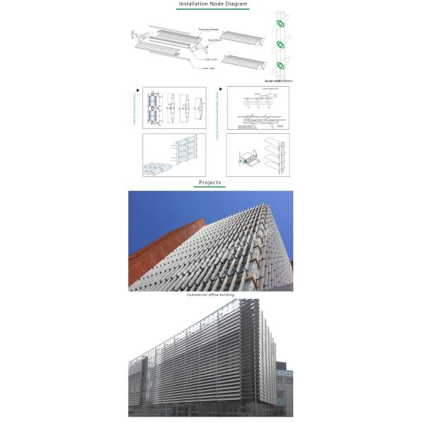 Anti Theft Outdoor Aluminum Sun Shade Louvres Windproof Customized Size