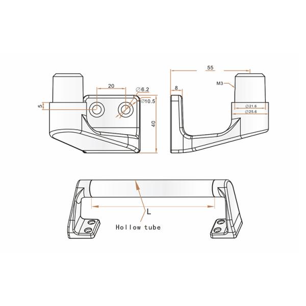 Hollow Tube Metal Door Pull Handles Zinc Alloy Material For Electronic Control Box