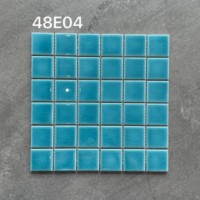 Porcelain Ice Crackle Mosaic Tile 300x300 Glazed Aqua Blue for Swimming Pool