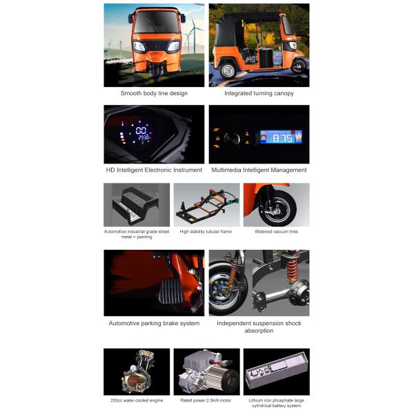Passenger 3 Wheeler Battery Scooter with 60V 80Ah/120Ah Lithium Iron Phosphate Battery