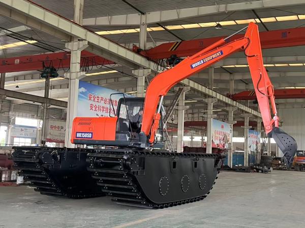WORLD Amphibious Excavator HK150SD With 0.25 To 0.5 M³ River Cleaning Machine Long Reach Boom