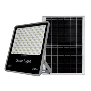 Foco solar de 300W con sensor de movimiento dual y alcance de 15m para iluminación exterior