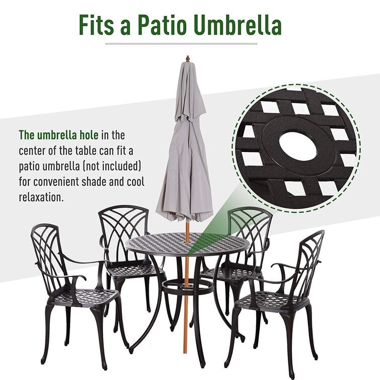 Modern Design Style Iron Frame Cast Aluminum Dining Furniture Set with Round Table