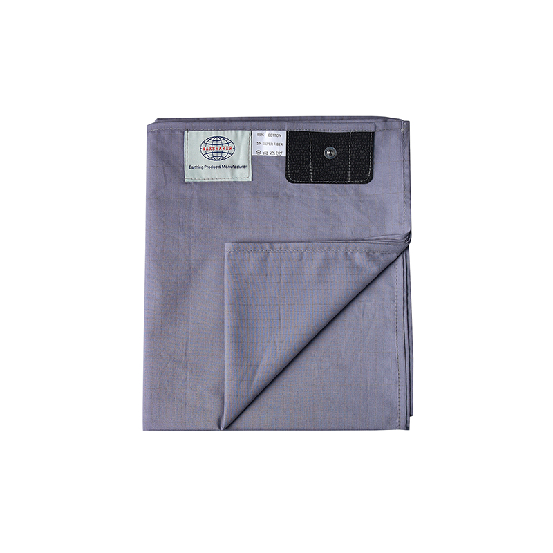 Grounding Half Sheet for Queen King Cotton Silver Flat Bed Sheet with Earthing Cord & Adapter