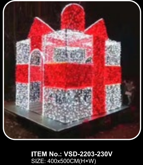 giant commercial led christmas gift box archway walk-through photo prop motif light for outdoor event plaza lighting decoration