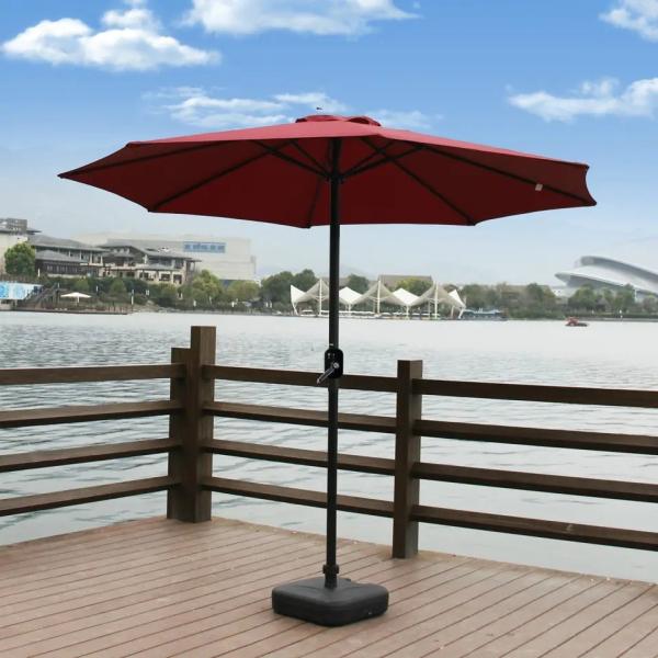 Leisure Modern Style Steel Made Beach Umbrella with Hand Crank and Waterproof Fabric