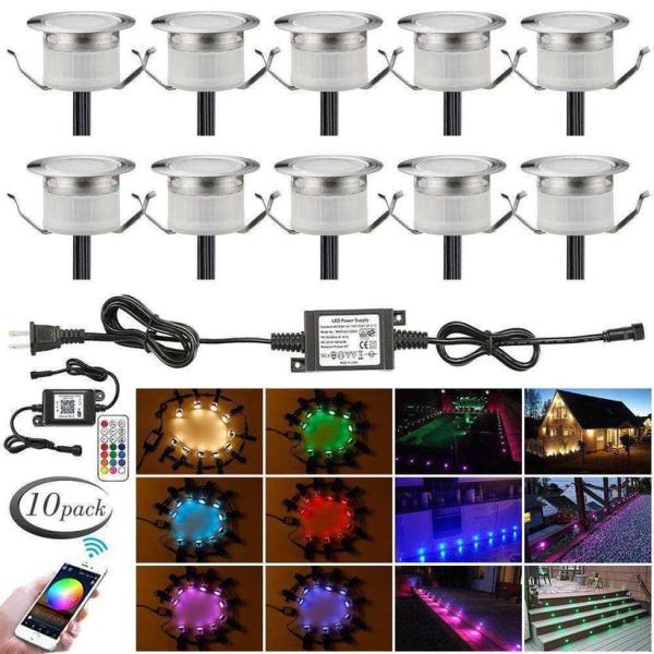 Smart Phone Controlled LED Deck Lights Kit Φ1.18" Size Recessed RGB In-ground