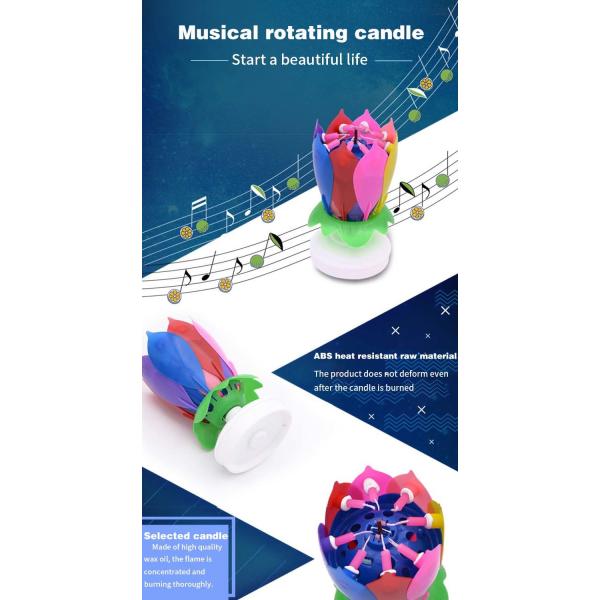 Multicolor Spinning Musical Candela de aniversário Flor Para Celebração