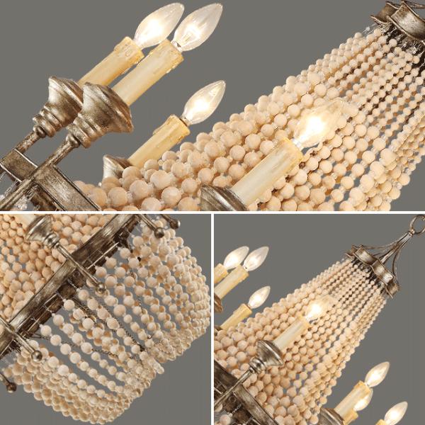 American white wood bead chandelier For dining room Kitchen Lighting (WH-CI-07)