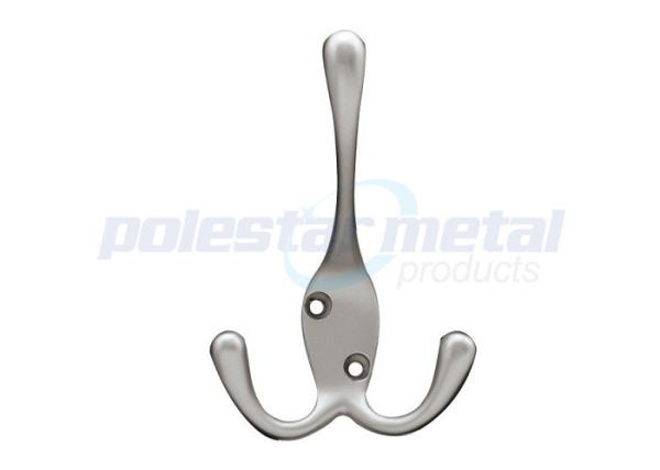 Hotel / Hospital Decorative Door Hardware Satin Nickel Robe Tri Hook 3-15/16