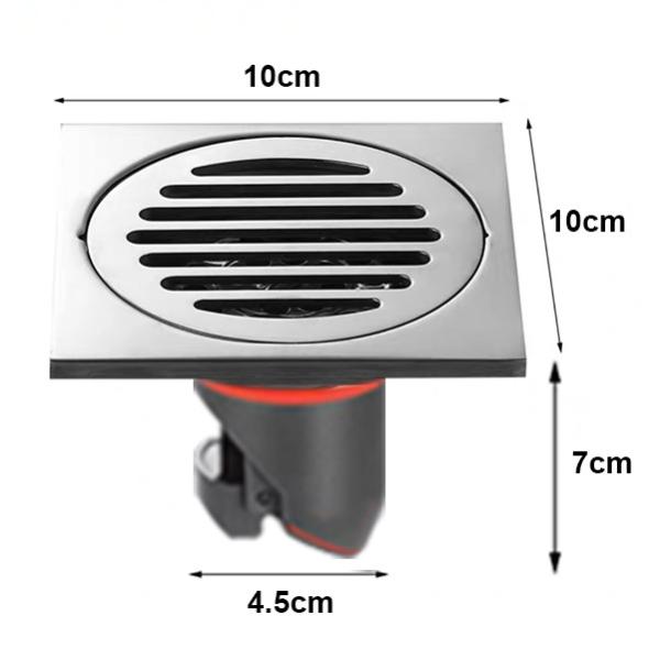 Modern 4 Inch Square Shower Drain , Stainless Steel Floor Drain Odor Proof