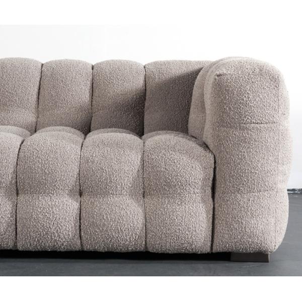 BN Puff Cotton Milk Oil Style Furniture Fabric Sofa Chair Nordic Lamb Wool Straight Row Three Seat Soft Sofa