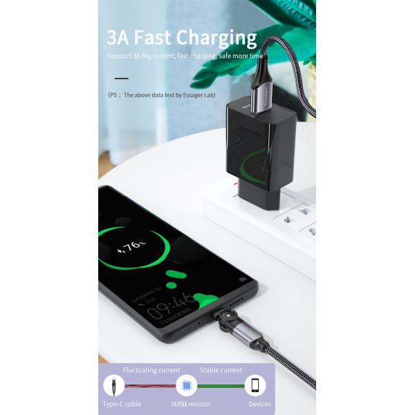 180 Rotate USB A To Micro B Cable Fast Charging LED Charger Data Cable