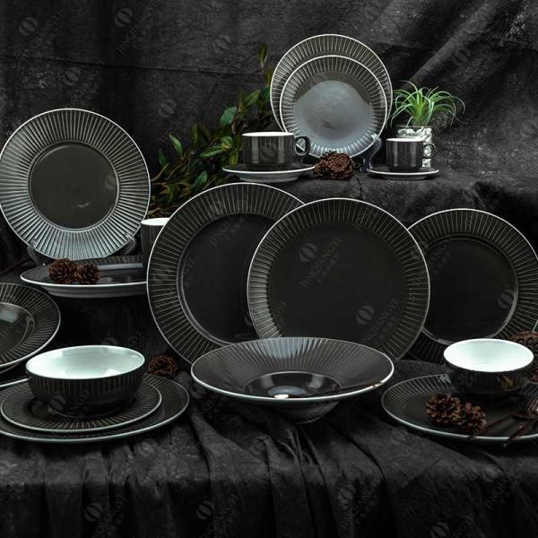 Porcelain Round Embossed Flat Dinner Plates 10.25'' 11'' 12''