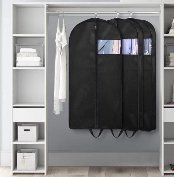 KIMBORA 43 SUIT BAGS FOR CLOSET STORAGE AND TRAVEL, GUSSETED HANGING GARMENT BAGS FOR MEN SUIT COVER WITH HANDLES FOR
