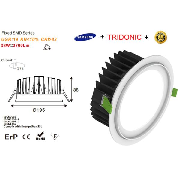 IP44 36Wattage LED Ceiling Lighting, Cut out 175mm, Up to 100LM/W efficiency, Traic dimmer