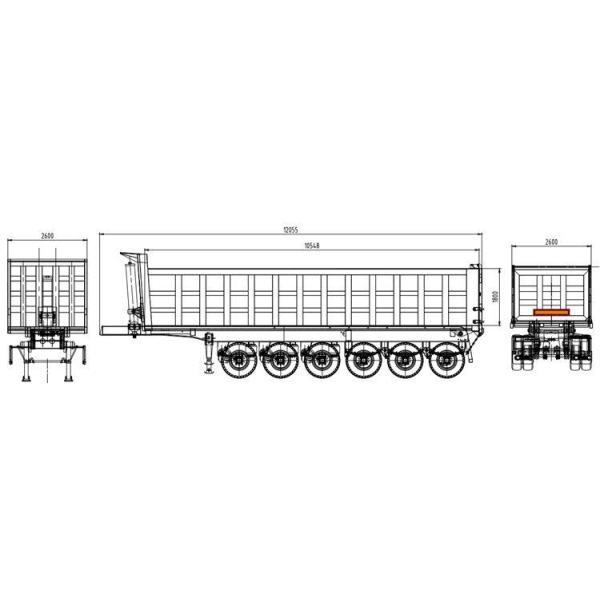 H Beam 6 Axle Dump Semi Trailer Truck 50 кубических метров объем