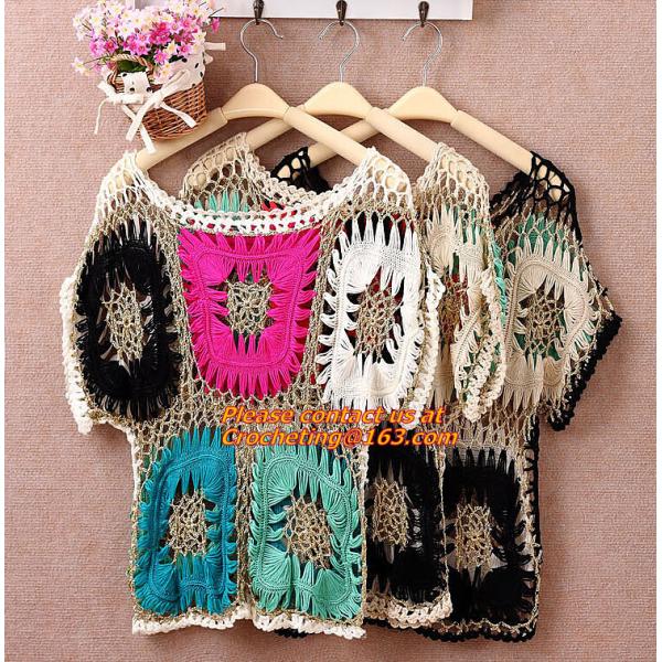 Crocheted pull over tops sexy for women summer shirt hollow out beach clothes biniki cover