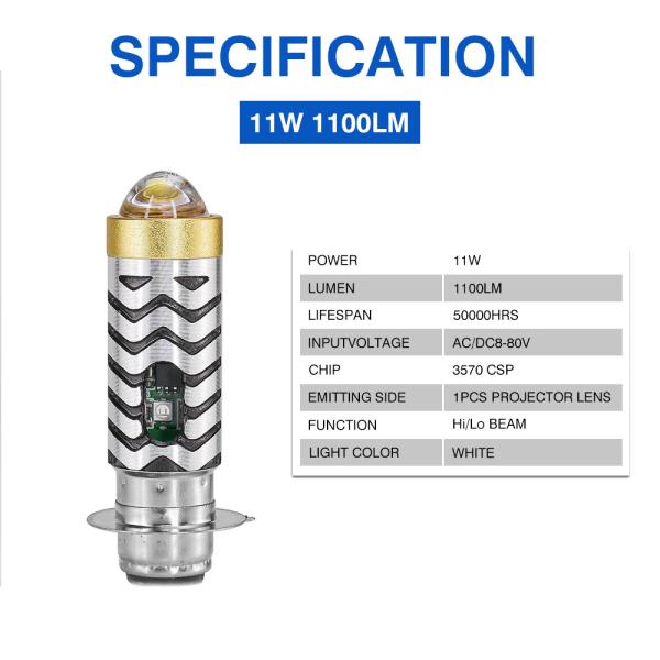 1100LM 11W AC DC Ba20d H4 H6 H6M HS1 Ceramic COB Motorcycle Headlight Bulb High Low Beam