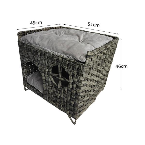 Four Seasons Rattan Pet House Small Animal Pattern Woven Dog Cat Litter Cage Universal Semi-Enclosed Washable Cage