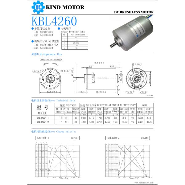 High Power Micro DC Brushless Motor 14.4v BL4260 20000rpm