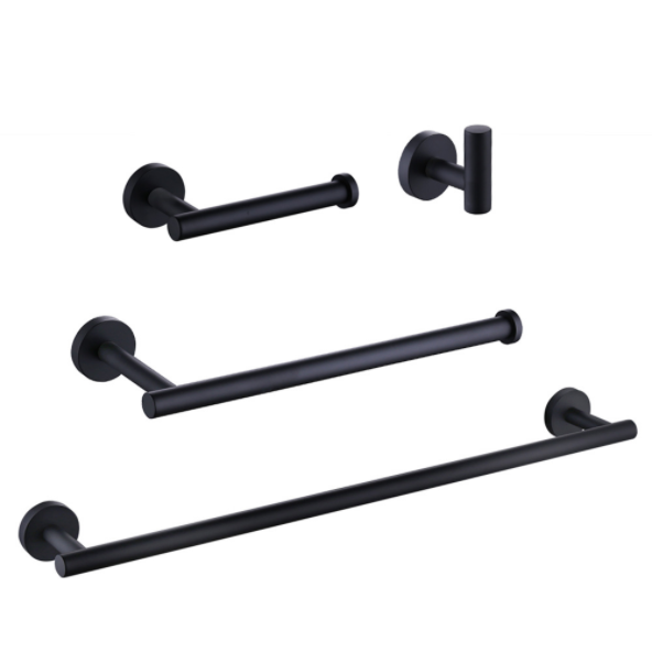 Modern Design Towel Rack Wall Mounted Black Paint Bathroom Accessories Set