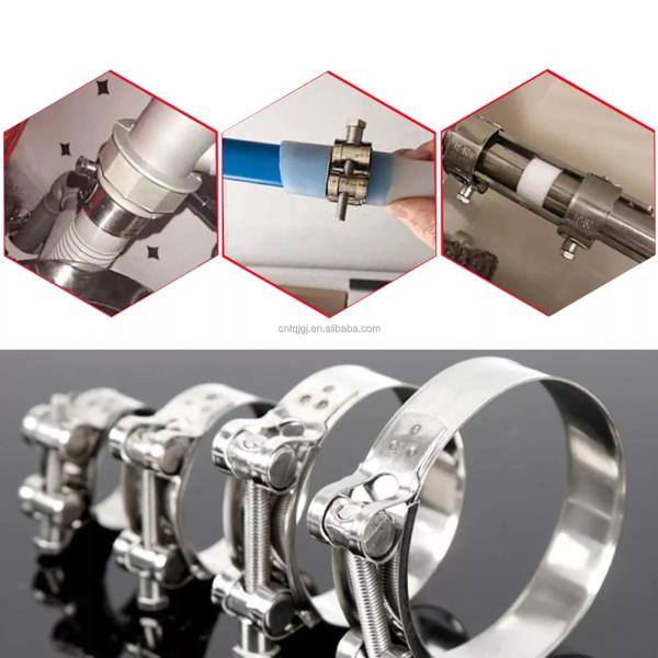 ODM Heavy Duty Clamp Manufacture Exhaust Hollow T Bolt European Clamp Carbon Steel Pipe Clamps Metric Measurement System