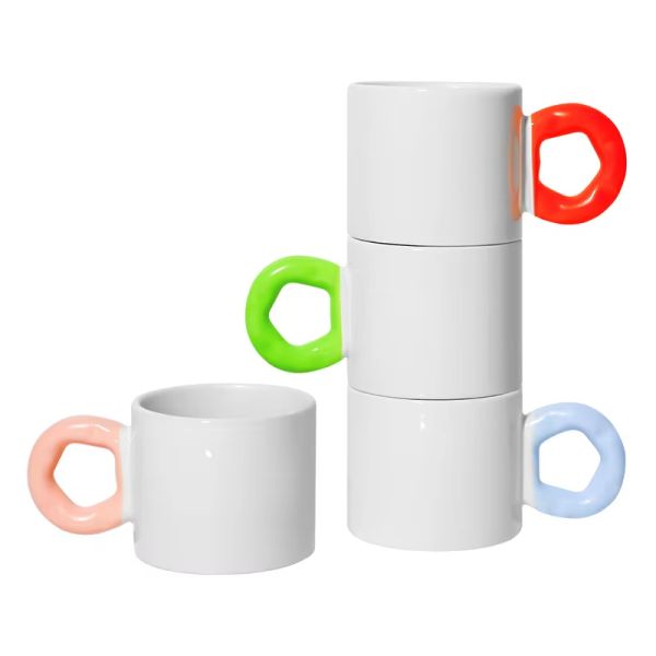 Fashion Design Colored Handle Sublimation Blank Ceramic Coffee Mugs Custom Printing Ceramic Sublimation Mugs