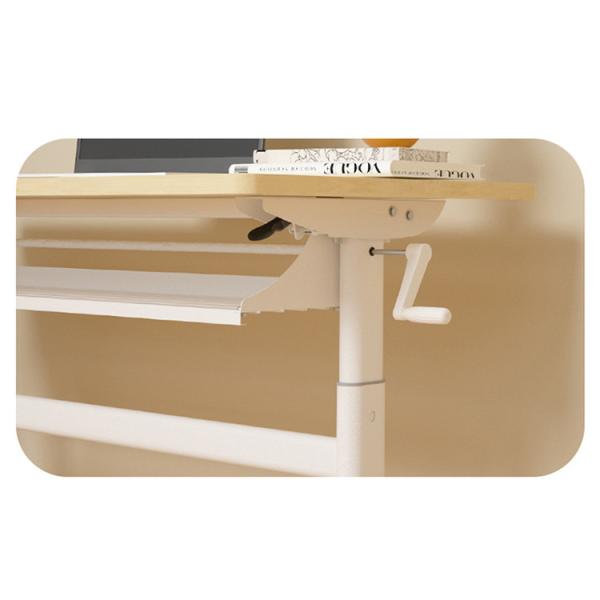 Height Adjustable Manual White Wood PC Game Computer Table for Office Workstation Desk