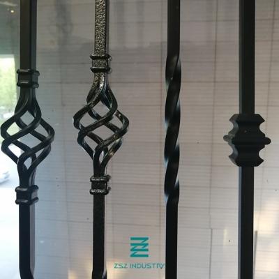 Stair Railing Iron Balusters Decorative Metal Post Single Basket Iron Hollow Tube Square Metal Fence Posts