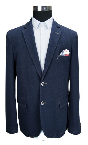 Mens Tailored Knit Casual Blazer Jacket Navy All Cotton Half Lining