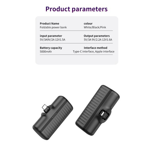 Mini Type C Portable Power Bank Quick Charging 5000mah Power Bank Customized