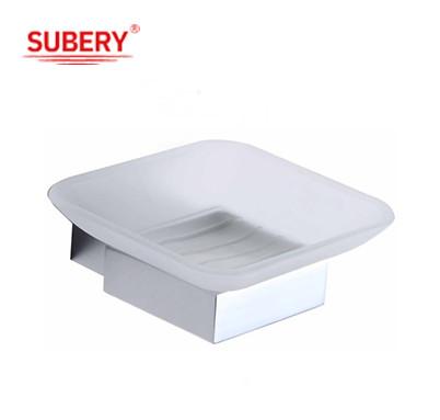 Estilo Porta-Sabão de aço inoxidável Dispositivo de sabão de vidro Caixa de sabão transparente