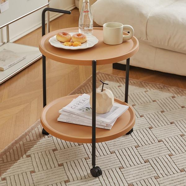 Living Room 2 Layer Storage Shelf Holder Side Table Plastic Lightweight Moving Trolley with Wheel CONSOLE TABLE Movable
