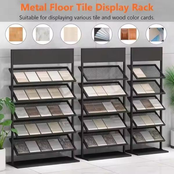 Mesh Shelf Floor Stone Sample Display Rack Granite Sample Display Stands H140cm