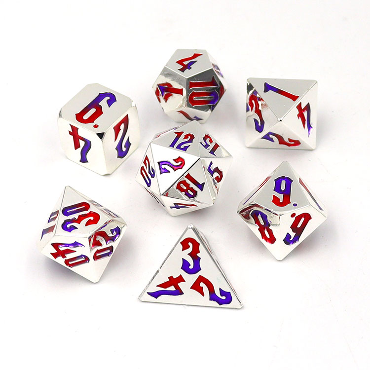 16MM Customized Color Zinc Alloy Metal Dice Set for DND RPG Board Games