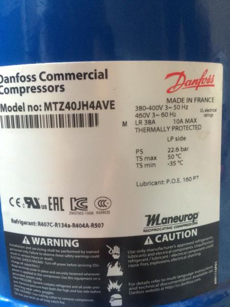 R22  Maneurop Hermetic compressor MTZ40JH4AVE France Maneurop  Piston Reciprocating commercial compressor