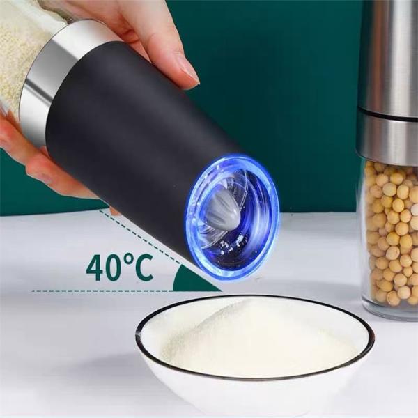 Sustainable Kitchen Spice Salt Grinder with Blue Light Electric Salt Pepper Grinder Set