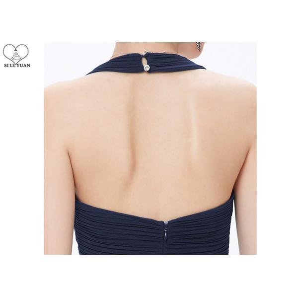 Hanging Neck Wedding Bridesmaid Dresses , Colorful Chiffon Pleated Ball Gown